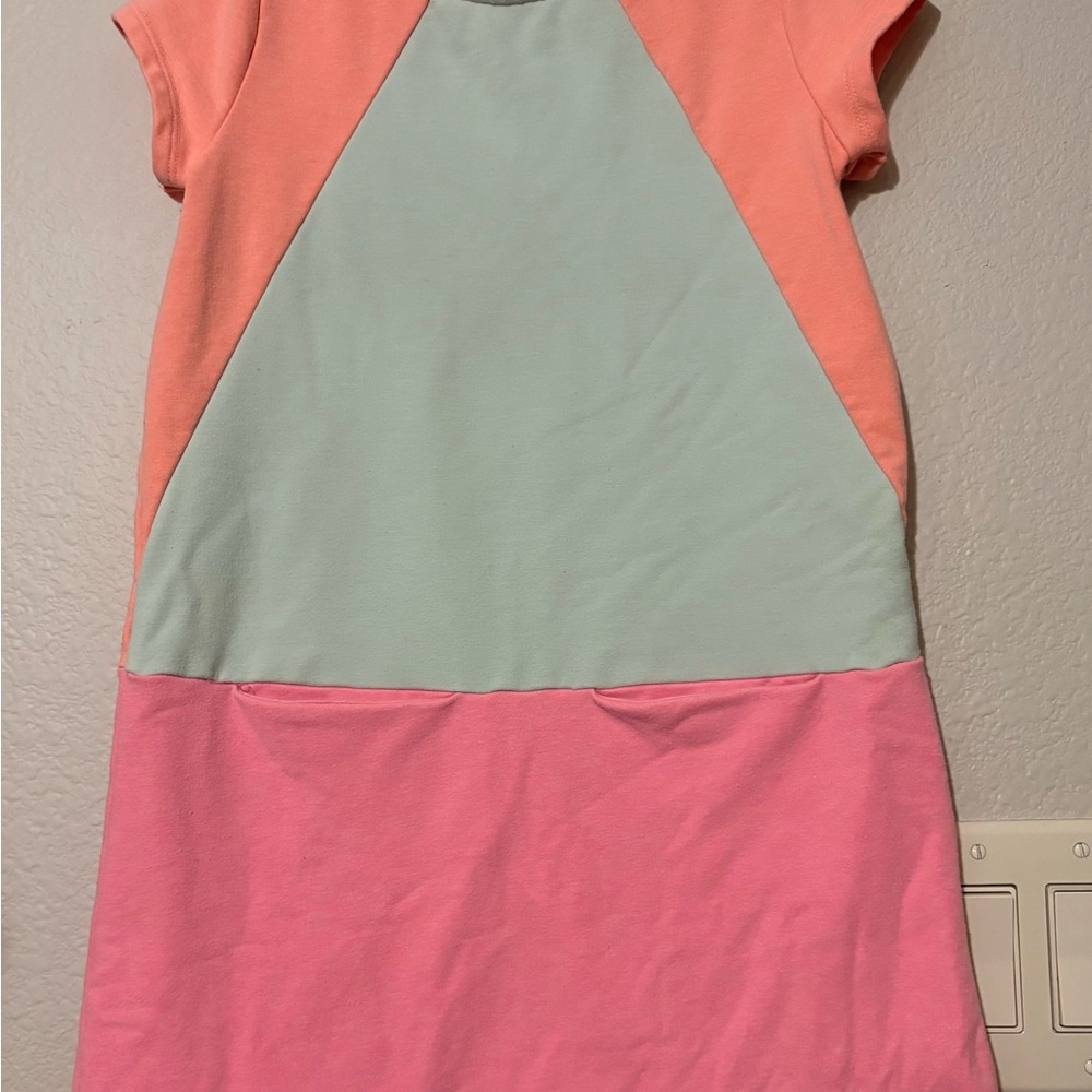 Carters Pink orange White Dress With Pockets Zip Closure Size 7